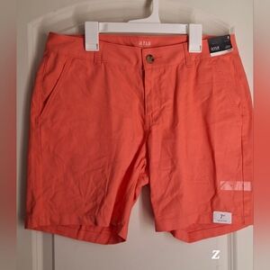 Nwt a.n.a Vibrant Coral Men's Flat Front Twill Shorts Sz 8 Summer Cruise Resort